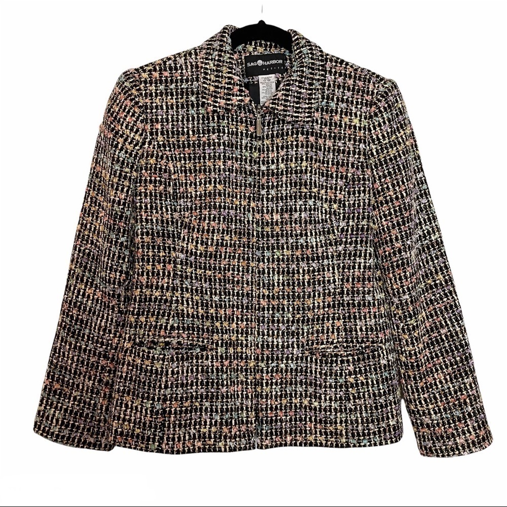 Vintage Sag Harbor Black & Metallic Pastel Blazer